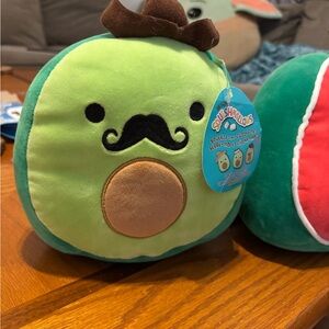 7 inch avocado with mustache squishmallow plushie with tag